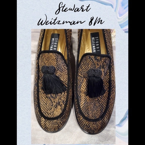 NWT Stuart Weitzman animal print loafer 8M black and gold. - Picture 3 of 10